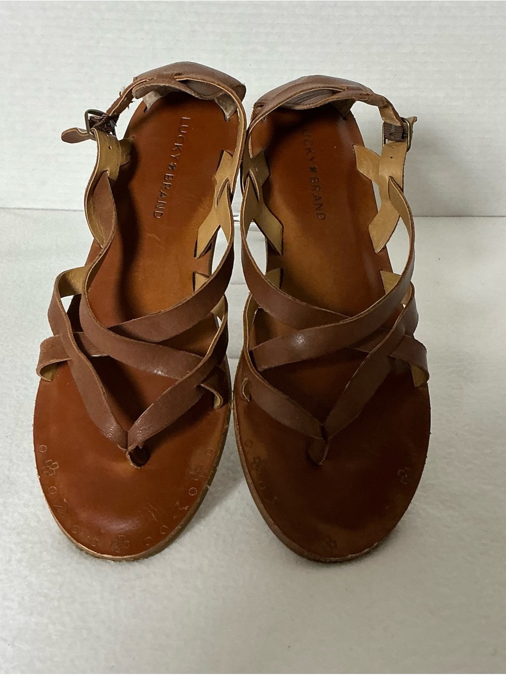 Lucky Brand Brown Leather Strappy Gladiator Sandals 7.5